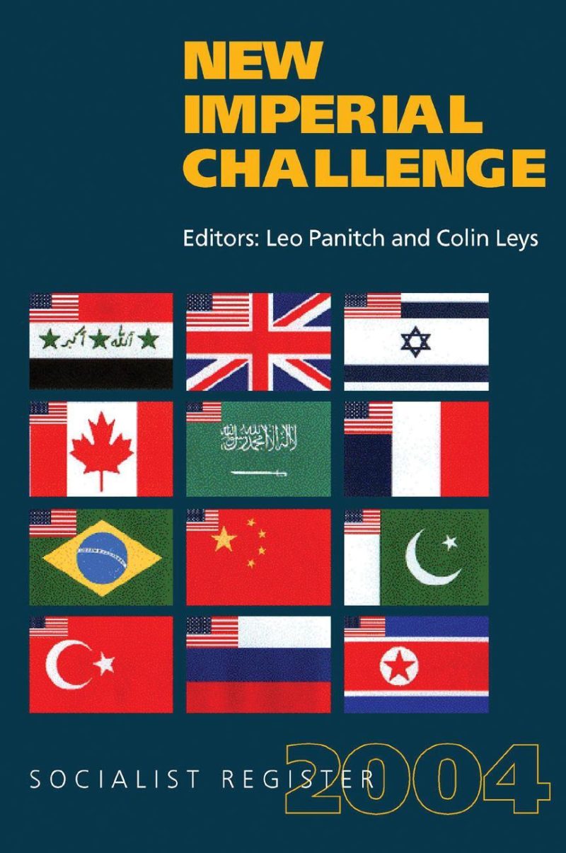 Book cover titled "New Imperial Challenge" showing flags of Iraq, UK, Israel, Canada, Saudi Arabia, France, Brazil, China, Pakistan, Turkey, Indonesia, and North Korea.