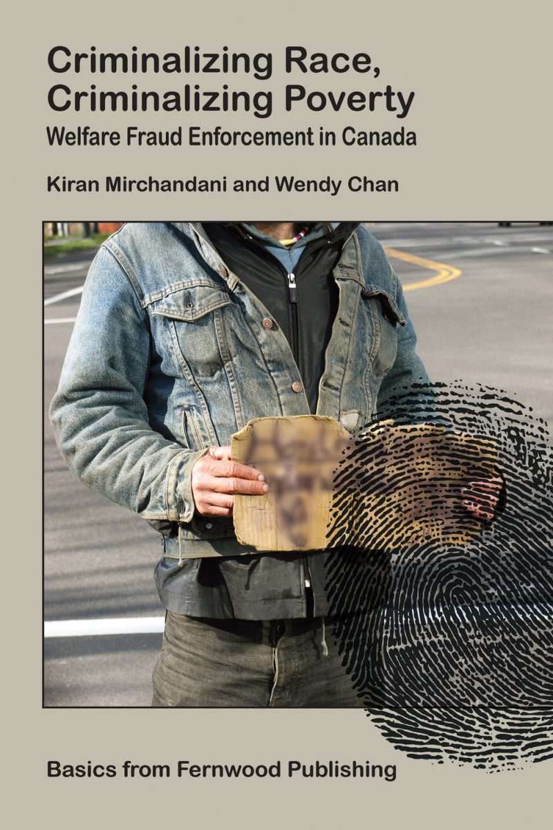 Book cover showing a person holding a wooden block with a fingerprint graphic overlay against a beige background.