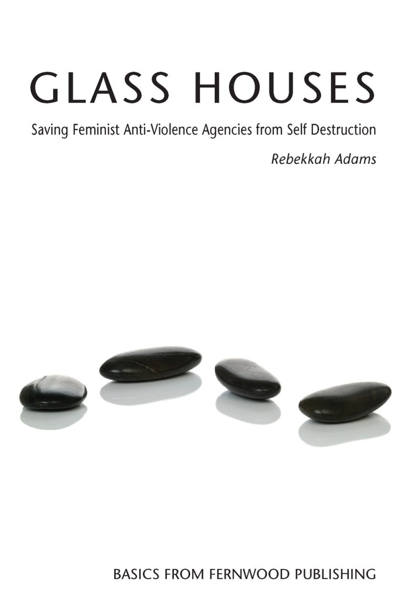 Book cover for "Glass Houses" by Rebekkah Adams with four black stones on white background.