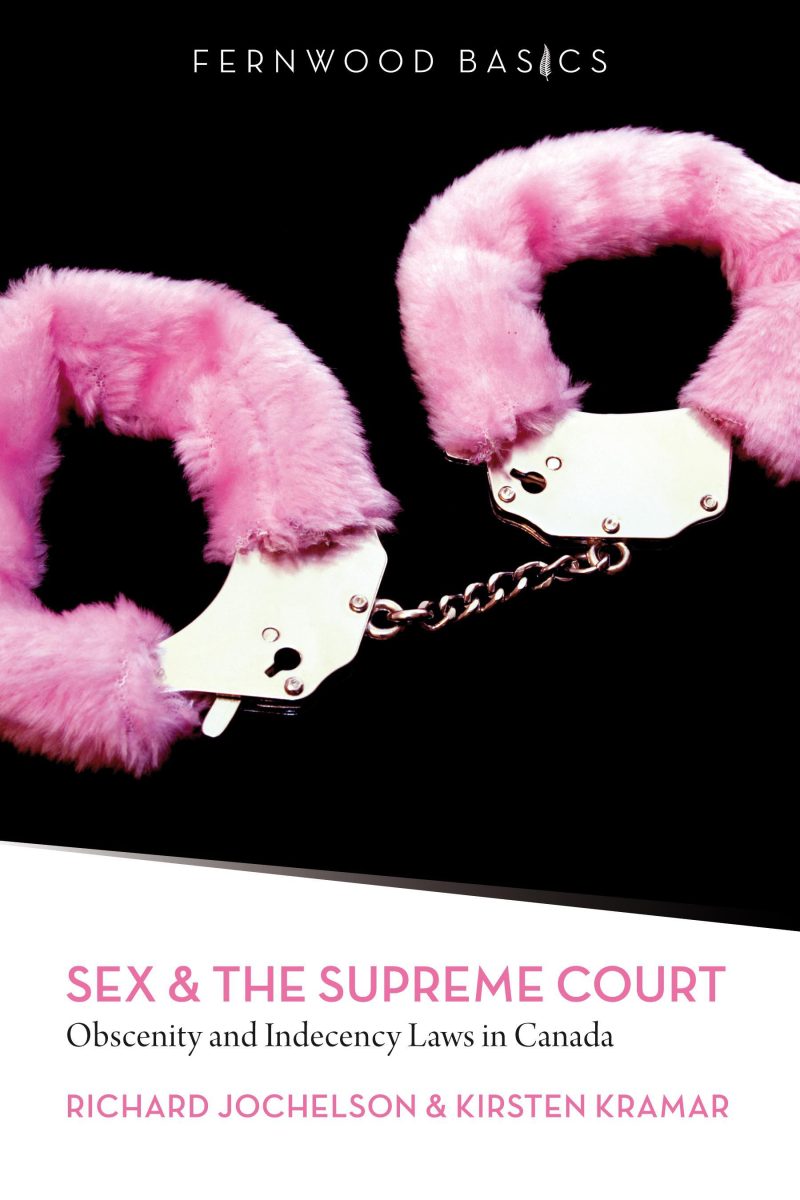 Book cover for "Sex & the Supreme Court" featuring pink fluffy handcuffs against a black background.