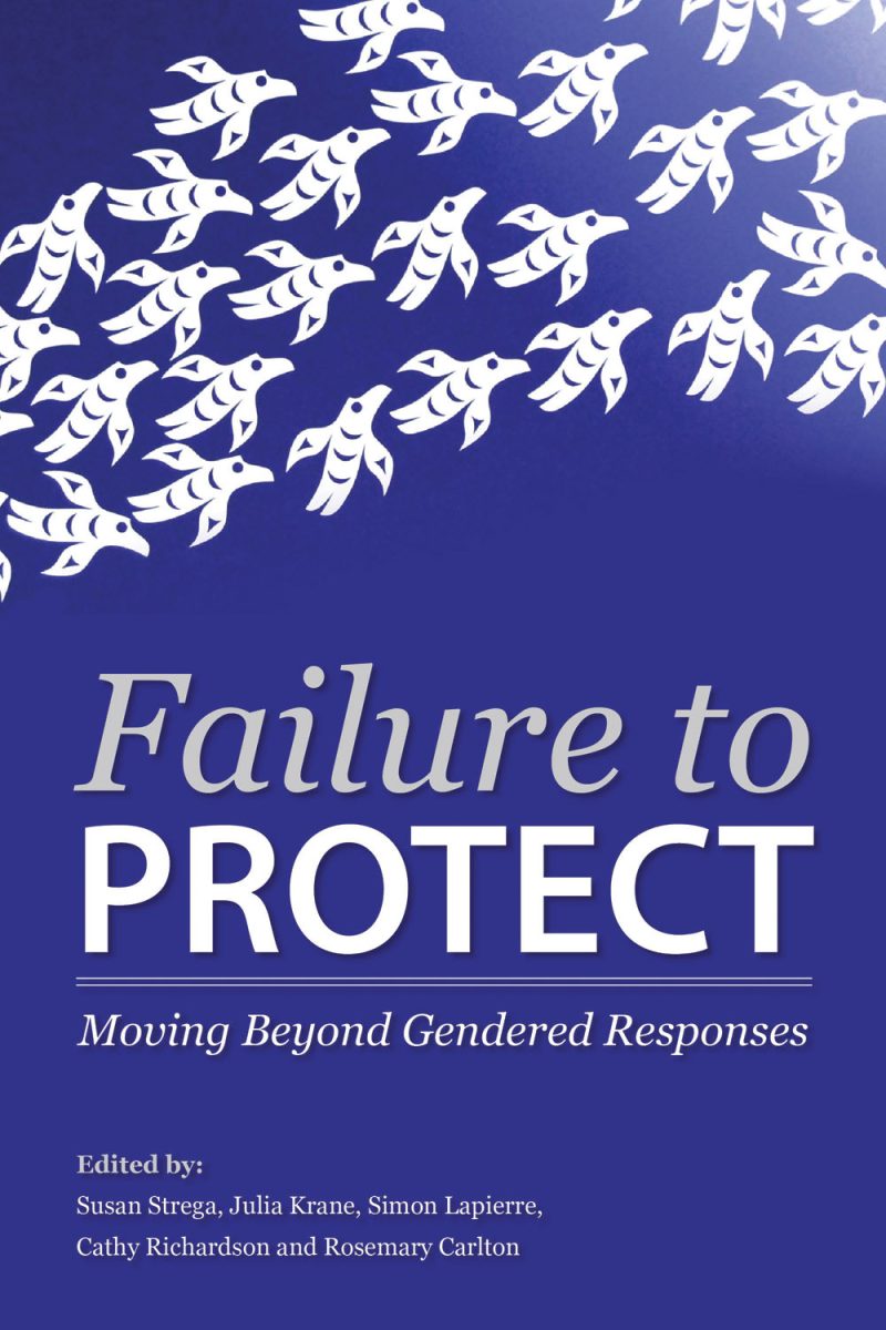 Book cover with white turtle illustrations on blue background and title "Failure to PROTECT: Moving Beyond Gendered Responses"