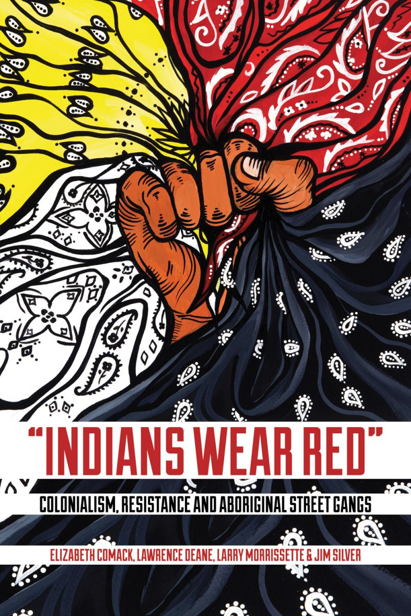 Book cover featuring a clenched fist in brown tones wearing red and yellow patterned sleeves against ornate backgrounds, with subtitle about colonialism and resistance.