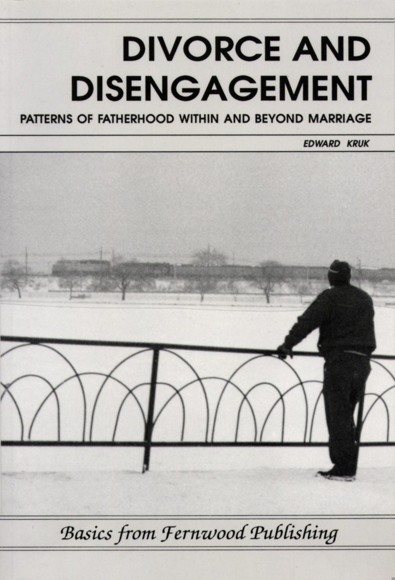 Book cover showing a solitary person leaning against a railing overlooking a winter landscape, titled "Divorce and Disengagement" by Edward Kruk.