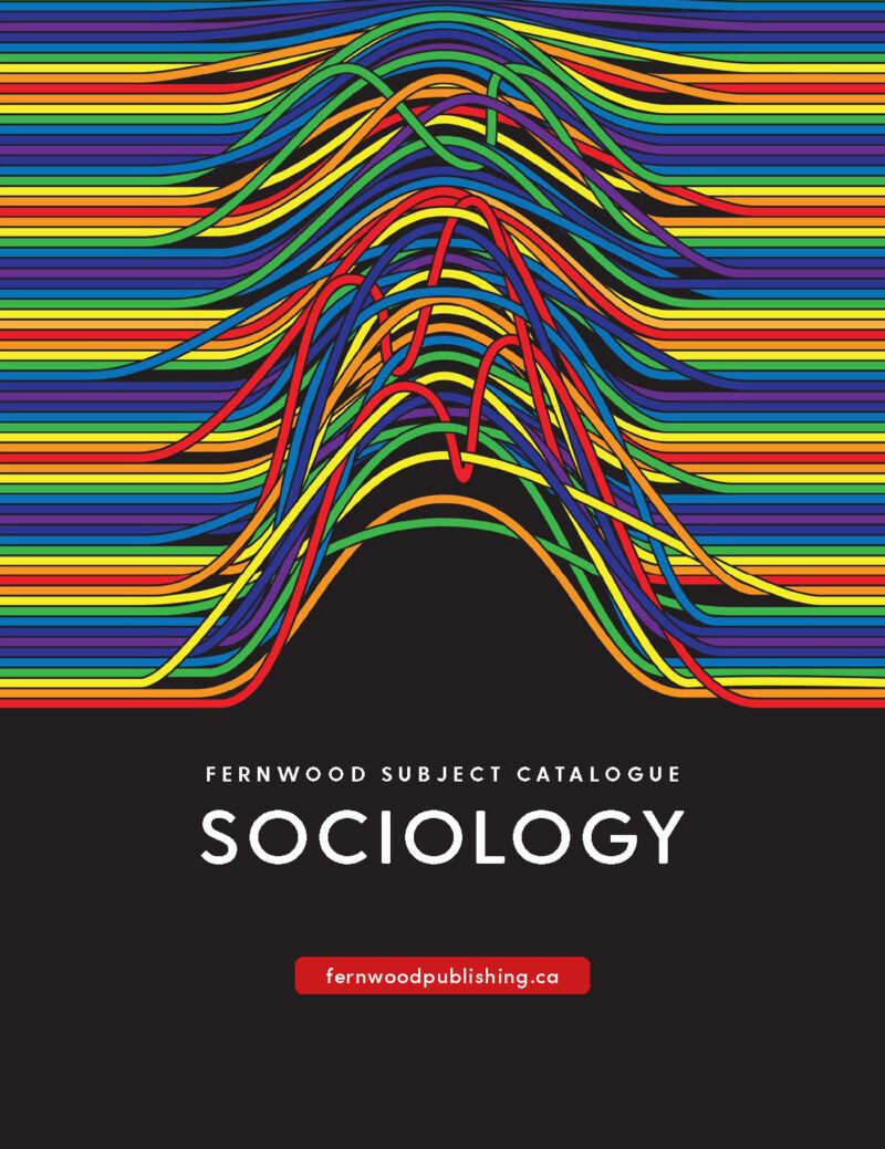 Fernwood Subject Catalogue Sociology cover featuring colorful layered curved lines on black background with website URL.