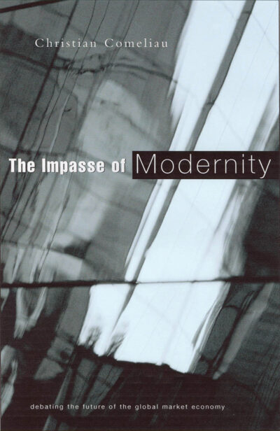 Book cover of "The Impasse of Modernity" by Christian Comeliau with abstract architectural photography featuring light and shadow.