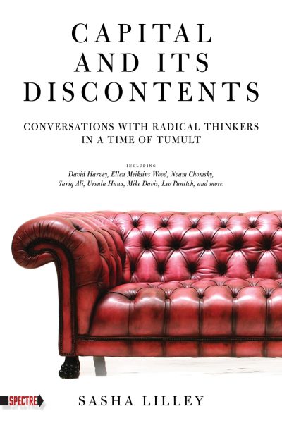 Book cover showing a red leather Chesterfield sofa against white background with title and author name Sasha Lilley.