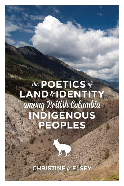 Book cover featuring a mountain valley landscape with white text and a stylized white animal silhouette.