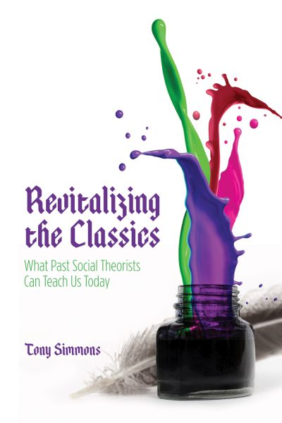 Book cover: "Revitalizing the Classics" by Tony Simmons, featuring an ink bottle with colorful paint splashes in purple, green, and magenta.