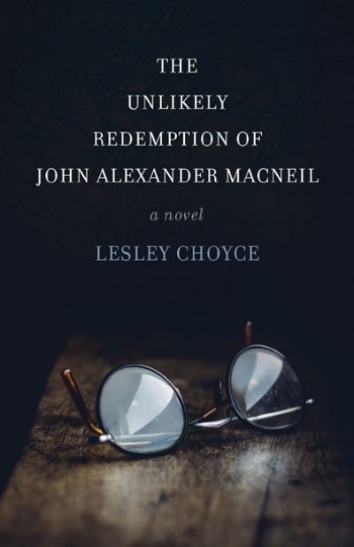Book cover featuring a pair of round glasses on a weathered wooden surface against a dark background.
