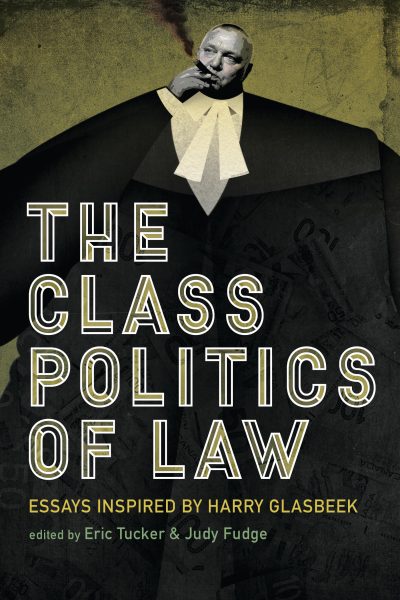 Book cover featuring a person in formal legal robes against a yellow-green background, titled "The Class Politics of Law."