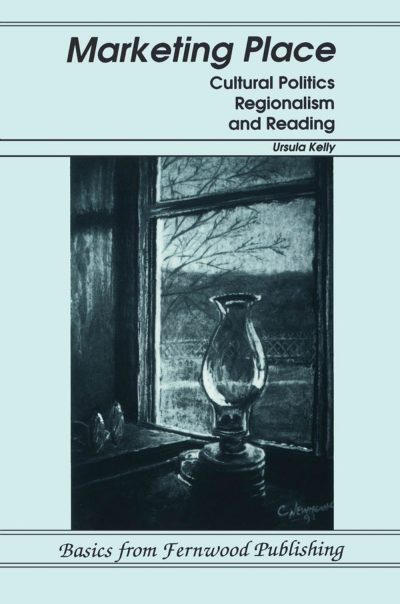 Book cover for "Marketing Place" by Ursula Kelly featuring a dark etching of a lamp in a window with bare tree branches visible outside.