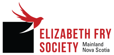 Elizabeth Fry Society Mainland Nova Scotia logo featuring a red bird and black square design.