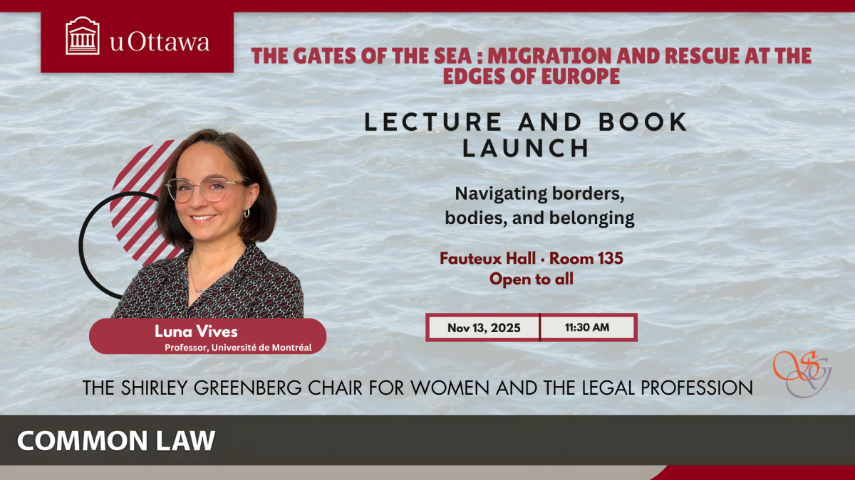 Lecture announcement for Luna Vives at University of Ottawa on Nov 13, 2025 at 11:30 AM in Fauteux Hall Room 135.